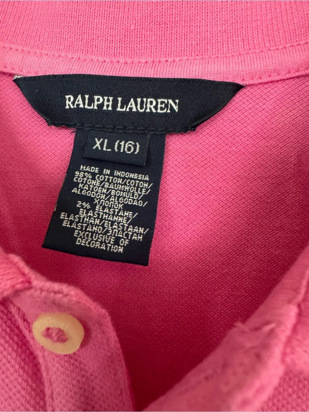 Ralph Lauren Girls Polo Shirt in Bright Pink with Navy Pony